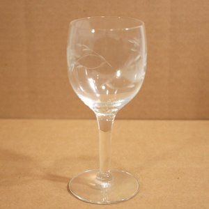 4/$20 Crystal Princess House Balloon Wine Glass Goblet Etched Floral Design 6in
